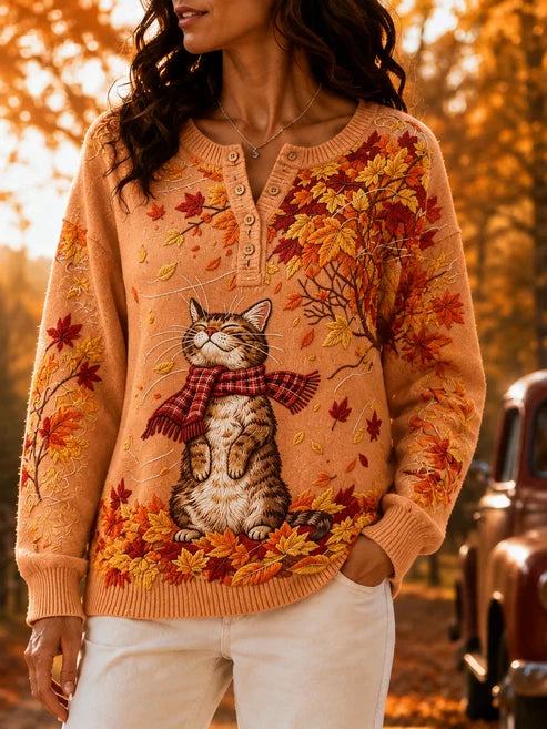 Women's Autumn Animal Print Knit Sweater